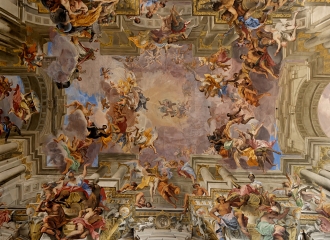The painted ceiling of the Church of St Ignatius, by Jesuit Br Andrea Pozzo